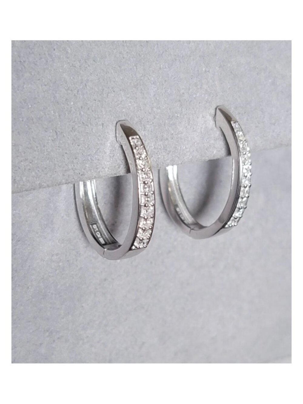 Lab Grown Diamond Channel Set Hoop Earrings 1/4 CTW White Gold NWT